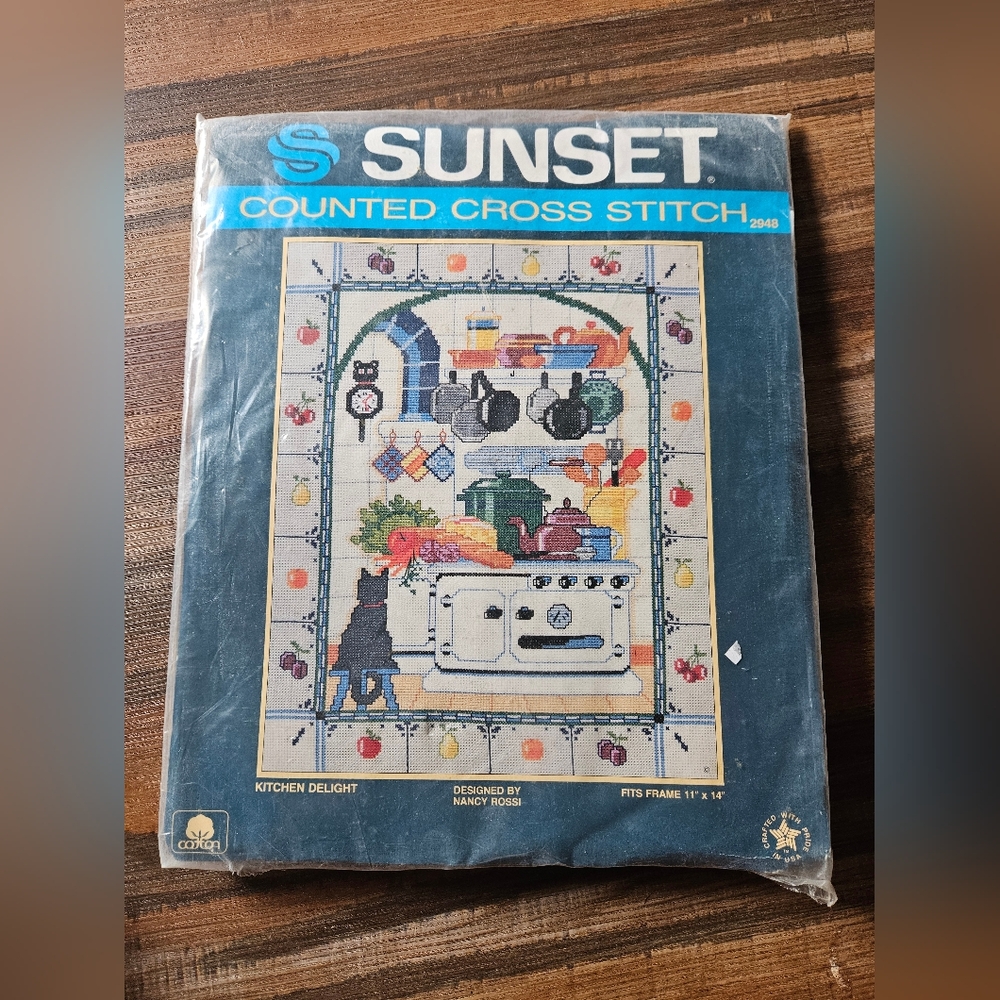 Sunset Kitchen Delight 11" X 14"-Kitty By VtG Stove Counted Cross Stitch #2948